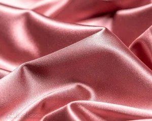 Dusty Rose 4 Way Stretch Silky Satin Fabric By Yard Thick Satin - Picture 1 of 9