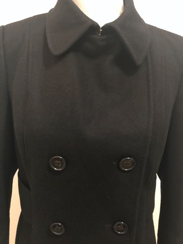 UNDERCOVER Giacca cappotto donna Victoria's Secret lana nera doppio petto cintura taglia 8