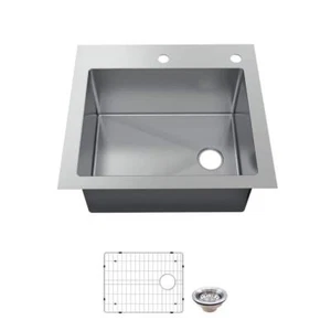 Glacier Bay Drop-In Kitchen Sink 25" Single Bowl Stainless Steel w/ Accessories - Picture 1 of 9