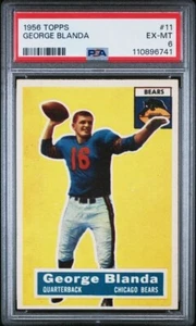 1956 Topps Football Card # 11 George Blanda Chicago Bears (HOF) PSA EX-MT 6! - Picture 1 of 3