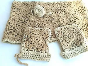 Set of Crochet silk scarf -snud and mittens - Picture 1 of 10
