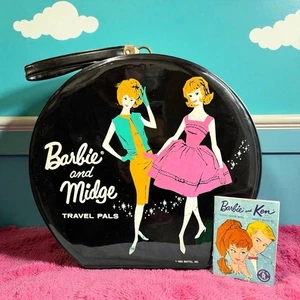 Auténtico estuche de transporte vintage 1963 Barbie & Midge Travel Pals coleccionable RARO - Imagen 1 de 18