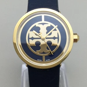 Reloj Tory Burch Reva Mujer Azul TRB4003 29mm Tono Dorado Correa Cuero Batería Nueva - Imagen 1 de 16