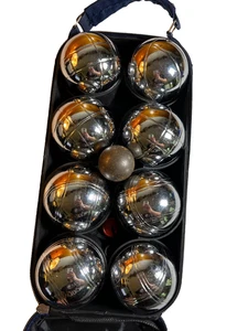 Kleines kompaktes Harvey West Outdoor Boccia Kugel Set chrom verchromt Metallkugeln Koffer - Bild 1 von 18