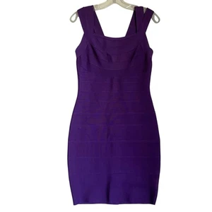 Vintage Harve Leger Mini Fitted Kleid L Lila Bandage Ärmellos Y2K Sexy Party - Bild 1 von 10