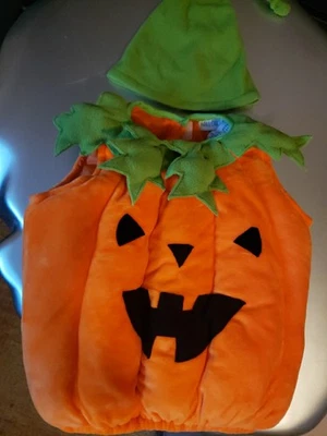 Костюм тыквы Hallow's Eve мягкий пухлый размер 18 м месяцев оранжевый зеленый для Хэллоуина - Изображение 1 из 4