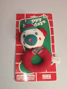 Vintage Kinderkids Frottee Plüsch Baby Rassel Stofftier Weihnachtsbär 1993 - Bild 1 von 7