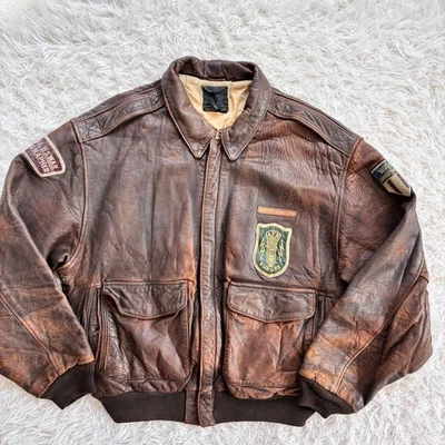 Talla grande XL AVIREX Flight Jacket A-2 parche logotipo en el pecho - Imagen 1 de 4