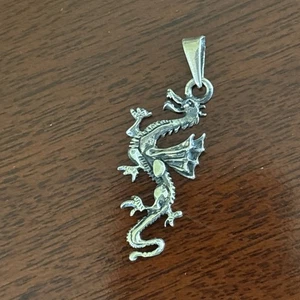 Vintage Sterling Silver Detailed Dragon Pendant Charm 2 inches - Picture 1 of 3