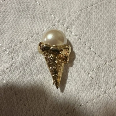 Marvella Gold Tone Pearl Ice Cream Brooch Pin - Image 1 of 3