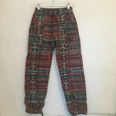 Guatemalan Crop Pants Multi Ikat Cotton Boho Hippie Drawstring  Size XS / S - Image 1 of 4