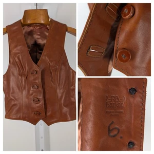 RB Barker Vintage 70s Boho Leather Brown Vest Weste Jacket CO USA Western - Bild 1 von 6
