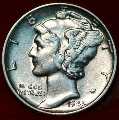 Uncirculated 1945 Philadelphia Mint Silver Mercury Dime - Image 1 of 2