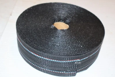 Lawn Aluminum Chair Webbing Repair Strap Roll  Black w Red White Blue Stripe 3" - Image 1 of 4