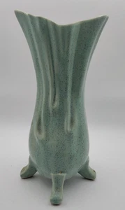 Vintage Rüschen Keramik Fuß Vase gemarkt 921 USA McCoy gesprenkelt salbeigrün groß - Bild 1 von 13