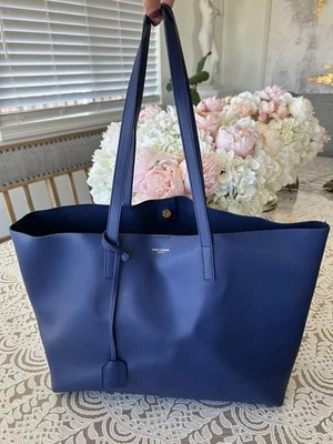 Bolso de Mano Saint Laurent Shopper Cuero A4 Disponible Bolso Azul de Hombro Incluido Foto 1 de 4
