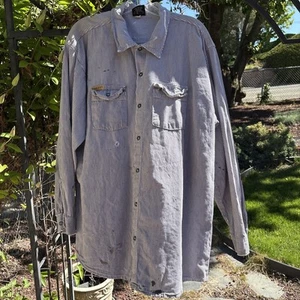 Prison Blues Shirt Mens 2XL Hickory Stripe Long Sleeve PRSN BLU Inmate USA Made - Picture 1 of 14