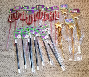 22 HALLOWEEN COSTUME ACCESSORIES MAGIC & FAIRY WANDS PITCHFORKS NOS NIP - Picture 1 of 4