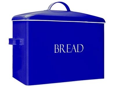 Outshine Vintage Metal Bread Box Storage Bin Container Holder Kitchen Blue Large - Image 1 of 4