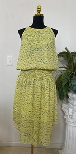 NWT Belldini Women's Canary Yellow Floral Printed Halter Dress Size M/M - Picture 1 of 8