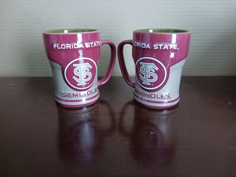Florida State University Coffe Mugs NCAA.. Ceramic,, Unused,, Official Stickers Cover