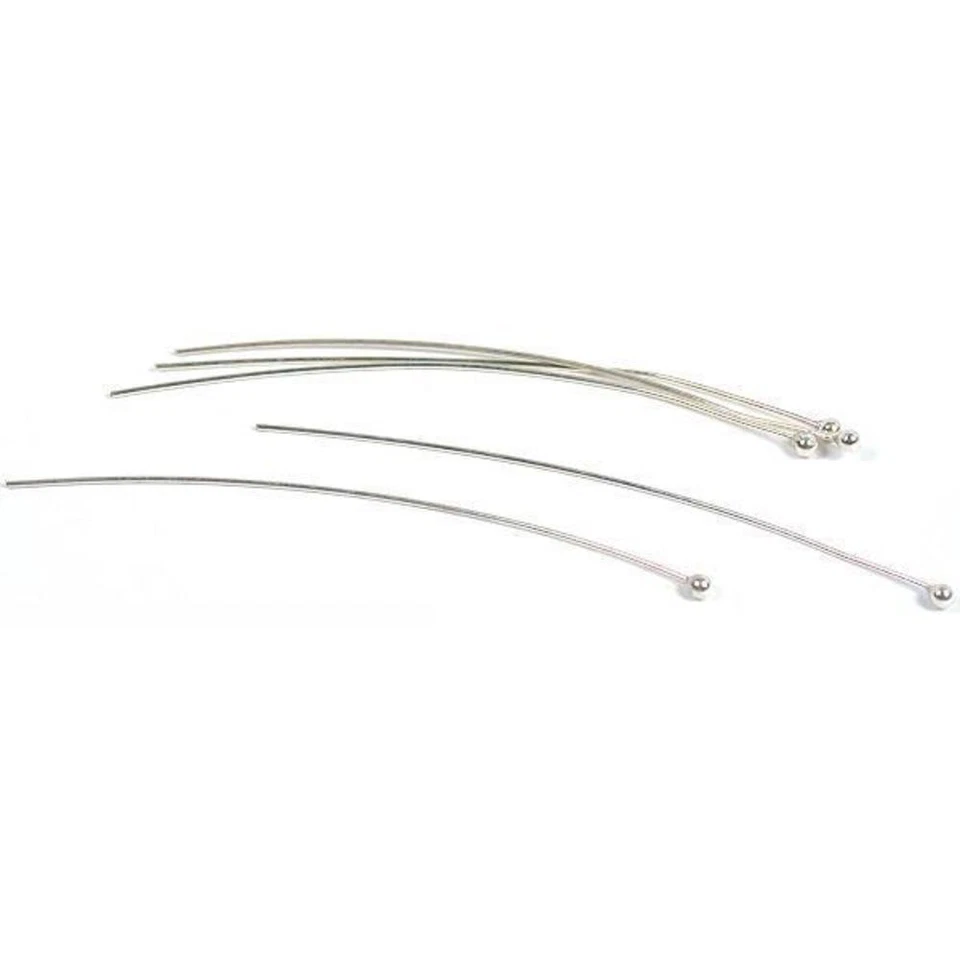 5 alfileres de cabeza de plata de ley calibre 25 2" piezas para hacer joyas Foto 1 de 1