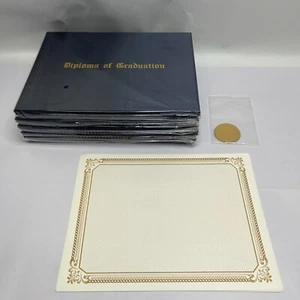 Juego de 6 Kit de Certificado en Blanco para Graduación Incluye Titulares de Certificado Azul Oscuro - Imagen 1 de 7