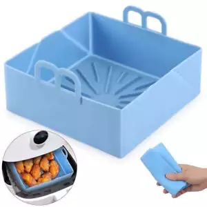 Air Fryer Silicone Pot Basket Non-Stick Safe Oven Square Baking Tray Foldable - Picture 1 of 12