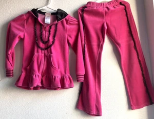Nanette Girls Pink Sweatshirt Ruffles Hoodie Sweatpants Set Size 6 - Picture 1 of 12