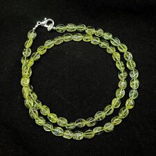 A++ Peridot Gemstone Smooth Oval Beads 20" Elegant Dainty Necklace For Men Woman