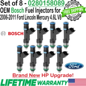 OEM NEW Bosch x8 HP Upgrade Fuel Injectors for 06-11 Mercury Grand Marquis 4.6L - Picture 1 of 13