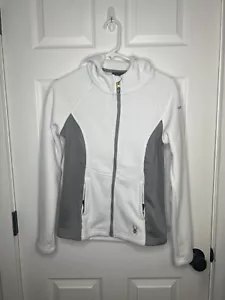 Spyder Women's White Outdoors Full Zip Hooded Jacket Knit S - Picture 1 of 7