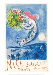 La Baie des Anges, 1962 by Marc Chagall Art Print Mermaid Female Poster 20x28 - Picture 1 of 1