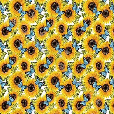 Sunflowers & Butterflys  100% Cotton Digital Crafty 140 cm Dress Craft Sewing - Image 1 of 4