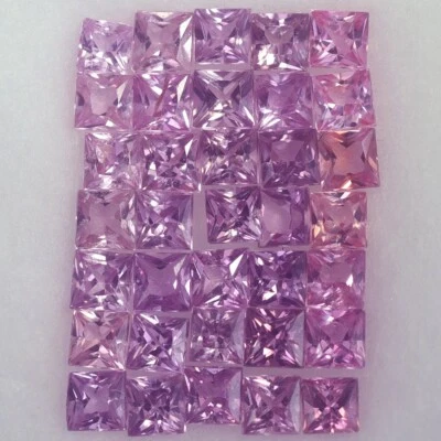 IMPRESIONANTE VVS 2,21 QUILATES 35 PIEZAS CORTE PRINCESA SIN CALEFACCIÓN ZAFIRO ROSA NATURAL Foto 1 de 3