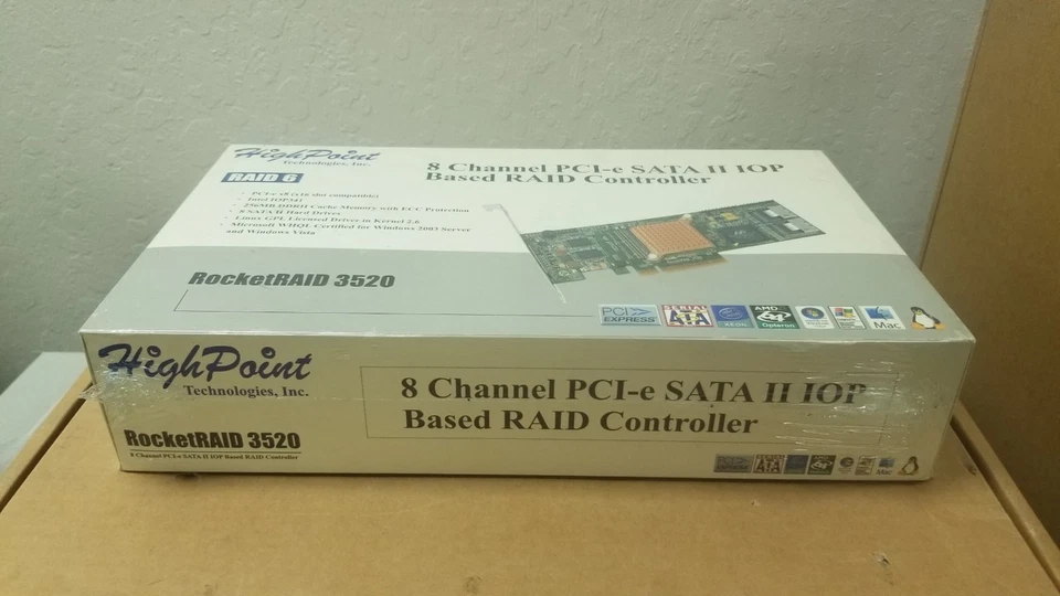 HighPoint 3520 8 Channel RAID Controller Card PCIe SATA IOP Base - Image 1 of 1