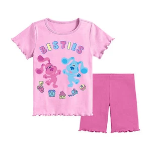 Blues Clues Girls Toddler Outfit 2T 3T 4T 5T T Shirt Short Set Tee NWT Magenta - Picture 1 of 3
