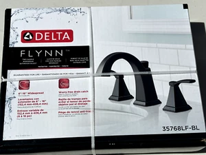Delta FLYNN 35768LF-BL 2-Handle Widespread Bathroom Faucet Matte Black Finish - Picture 1 of 2
