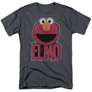 Sesame Street Elmo Smile T Shirt Mens Licensed Classic TV Show Charcoal - Picture 1 of 2