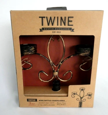 Twine 3 Tier Wine Bottle Candelabra Brushed Copper Finish with 3 Tealights NIB - Image 1 of 4