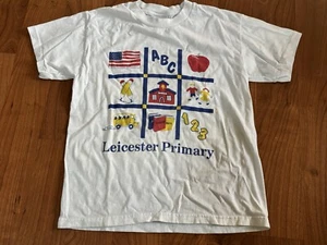 Vintage 1990s Leicester Primary School Graphic T-Shirt Youth L Massachusetts - Picture 1 of 12