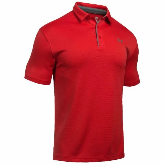 Under Armour Size L Men's UA Tech Polo Golf Shirt Red/Graphite