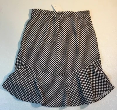 NEW PLEIONE Skirt Small S Black White Stretch Houndstooth Check Elastic Waist - Image 1 of 4