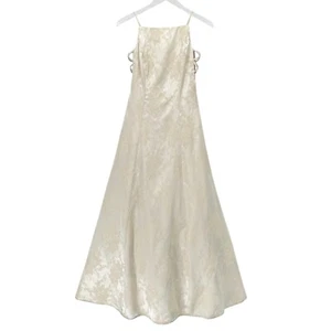 Vintage Steppin Out Kleid Blumen Größe 3/4 Hochzeit Abschlussball formell Maxi elfenbein creme - Bild 1 von 14