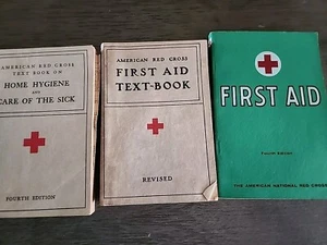 3 American Red Cross First Aid Text Books 1933 1937 1957 Home Hygiene Vintage  - Picture 1 of 22