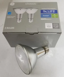 2 GE PAR30 10-WATT=75-WATT LONG NECK MEDIUM BASE CLASSIC LED INDOOR FLOODLIGHT - Picture 1 of 8