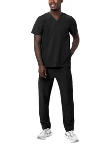 Adar Addition Go-Everyday Scrub Set Mens - Stylish Scrub Top & Cargo Scrub Pants - Picture 1 of 105