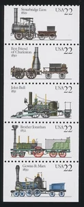 USA - 1987 Lokomotiven - SC# 2366a (2362-2366) Booklet Pane of 5 Mint NH OG - Bild 1 von 2