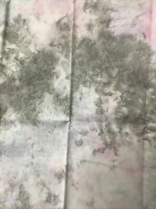 Batik Cotton Fabric - Light Green/Pink/White Abstract, 37" x 44" - Picture 1 of 3