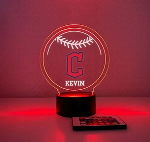 Cleveland Guardians Nachtbeleuchtung Lampe Sport Baseball LED personalisiert KOSTENLOS! - Bild 1 von 9